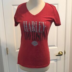 HD Harley-Davidson Red v-neck tee Small